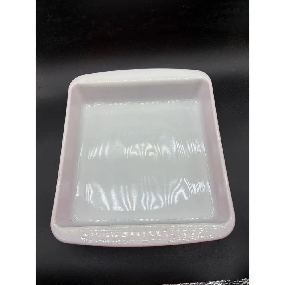Vintage Pyrex Red Milk Glass Square Baking Dish 8 Inch Cake Pan 222